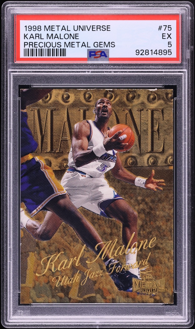 1998 Metal Universe Precious Metal Gems PMG Karl Malone /50 #75 PSA 5 EX