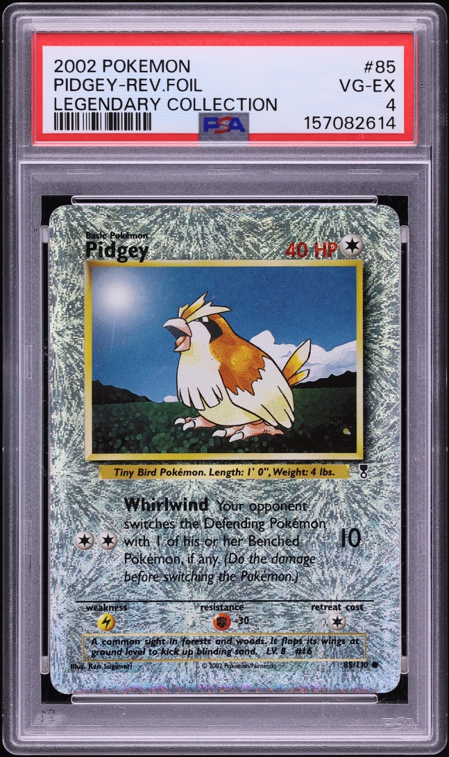 2002 Pokemon Legendary Collection Reverse Holo Pidgey #85 PSA 4 VGEX