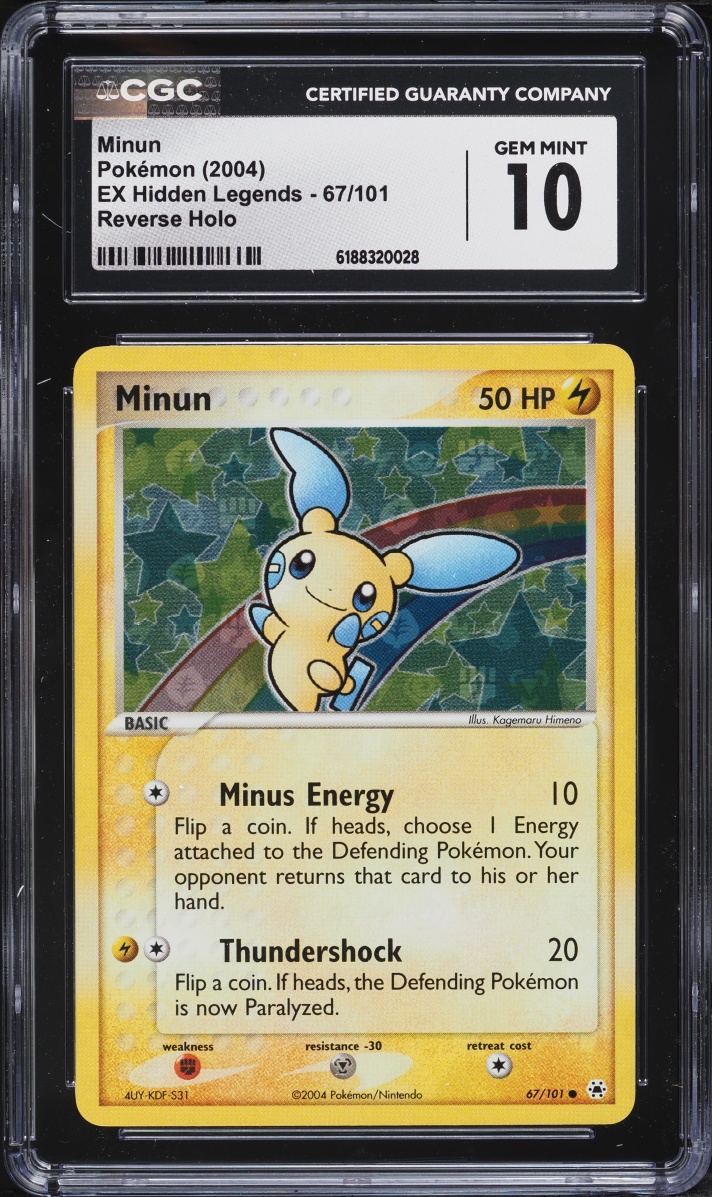 2004 Pokemon EX Hidden Legends Reverse Holo Minun #67 CGC 10 GEM MINT