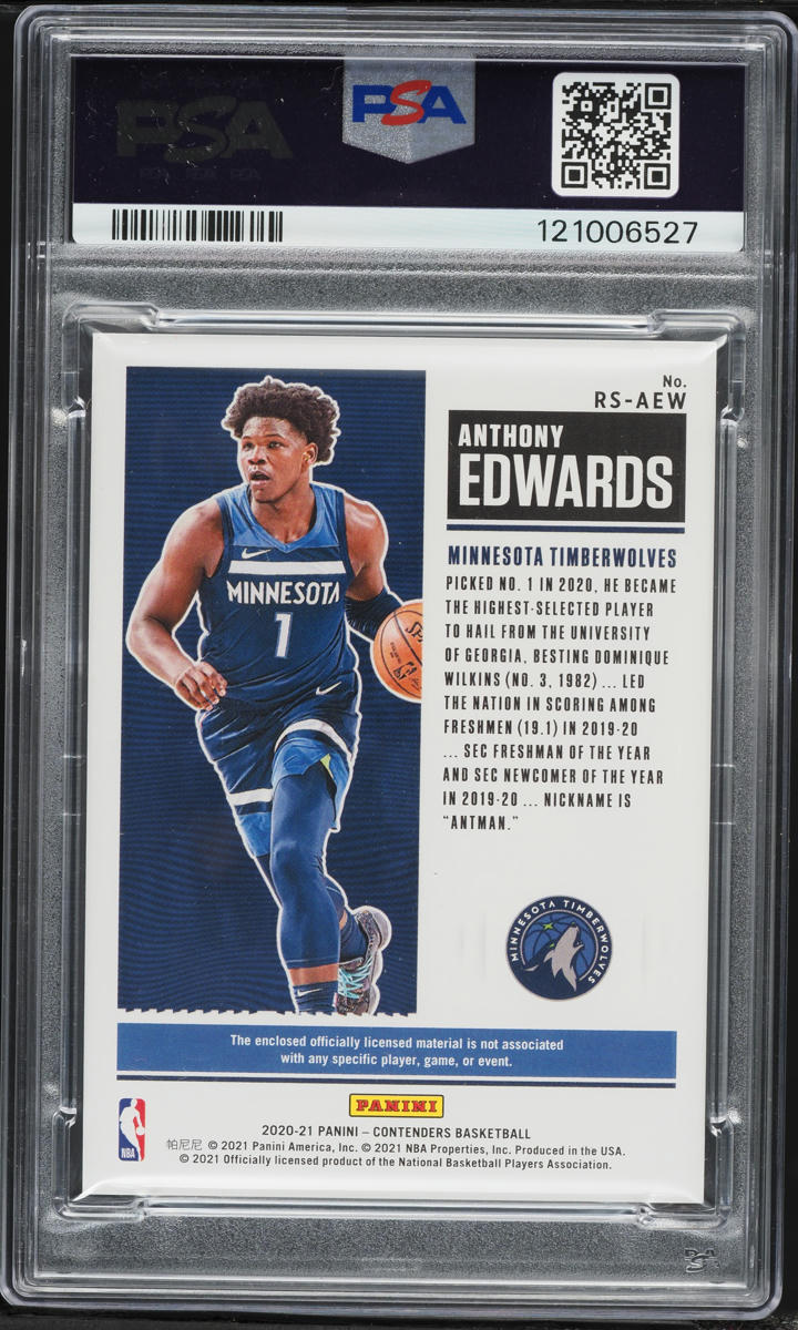 2020 Panini Contenders Anthony Edwards ROOKIE PATCH #RS-AEW PSA 9 MINT