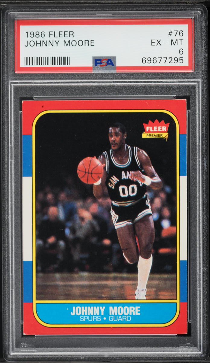 1986 Fleer Basketball Johnny Moore #76 PSA 6 EXMT