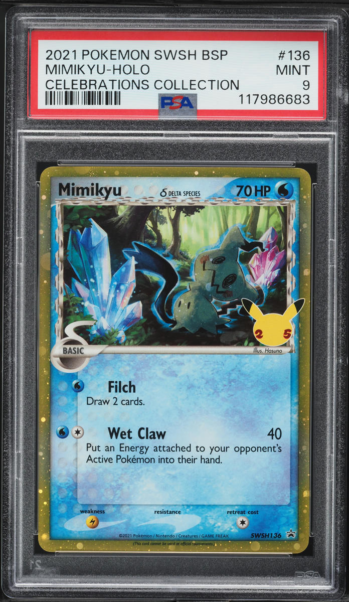 2021 Pokemon SWSH Black Star Promo Celebrations Holo Mimikyu #136 PSA 9 MINT