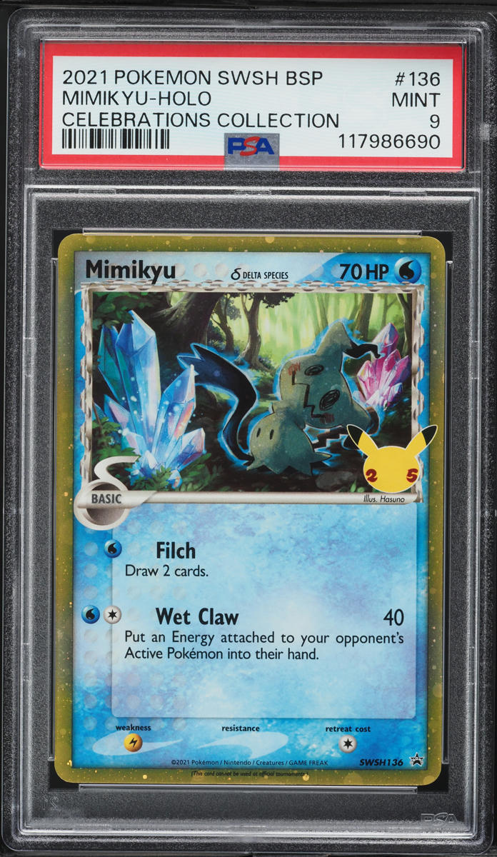 2021 Pokemon SWSH Black Star Promo Celebrations Holo Mimikyu #136 PSA 9 MINT