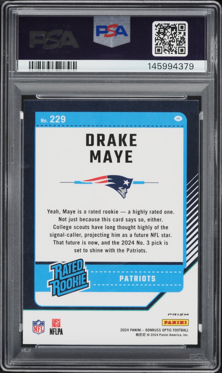 2024 Donruss Optic Red Hyper Drake Maye ROOKIE #229 PSA 9 MINT