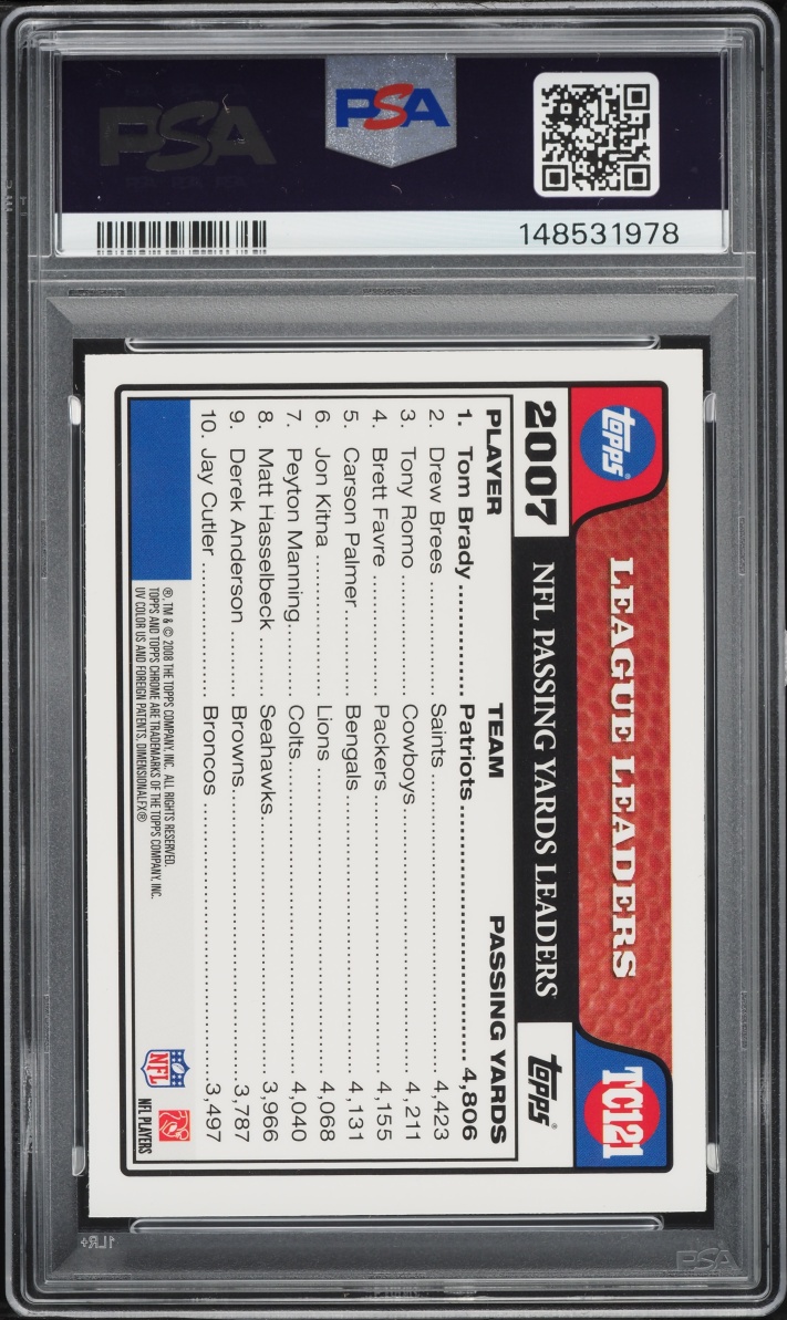 2008 Topps Chrome Tom Brady #TC121 PSA 10 GEM MINT