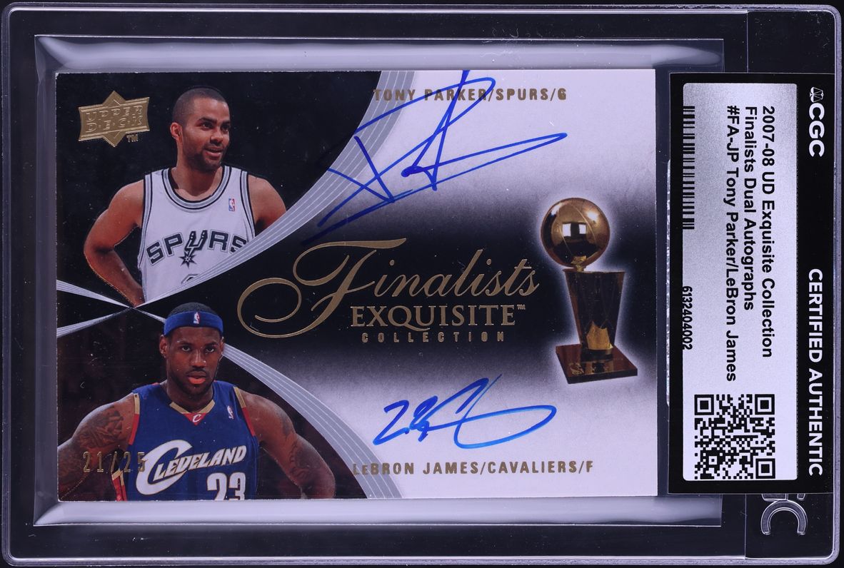 2007 Exquisite Collection Finalists Dual Tony Parker LeBron James AUTO /25 #FA-JP CGC AUTH