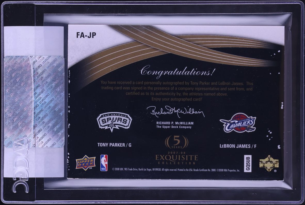 2007 Exquisite Collection Finalists Dual Tony Parker LeBron James AUTO /25 #FA-JP CGC AUTH