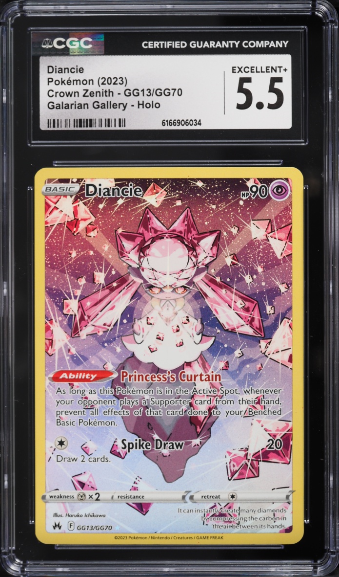 2023 Pokemon Sword & Shield Crown Zenith Full Art Diancie #GG13 CGC 5.5 EX+