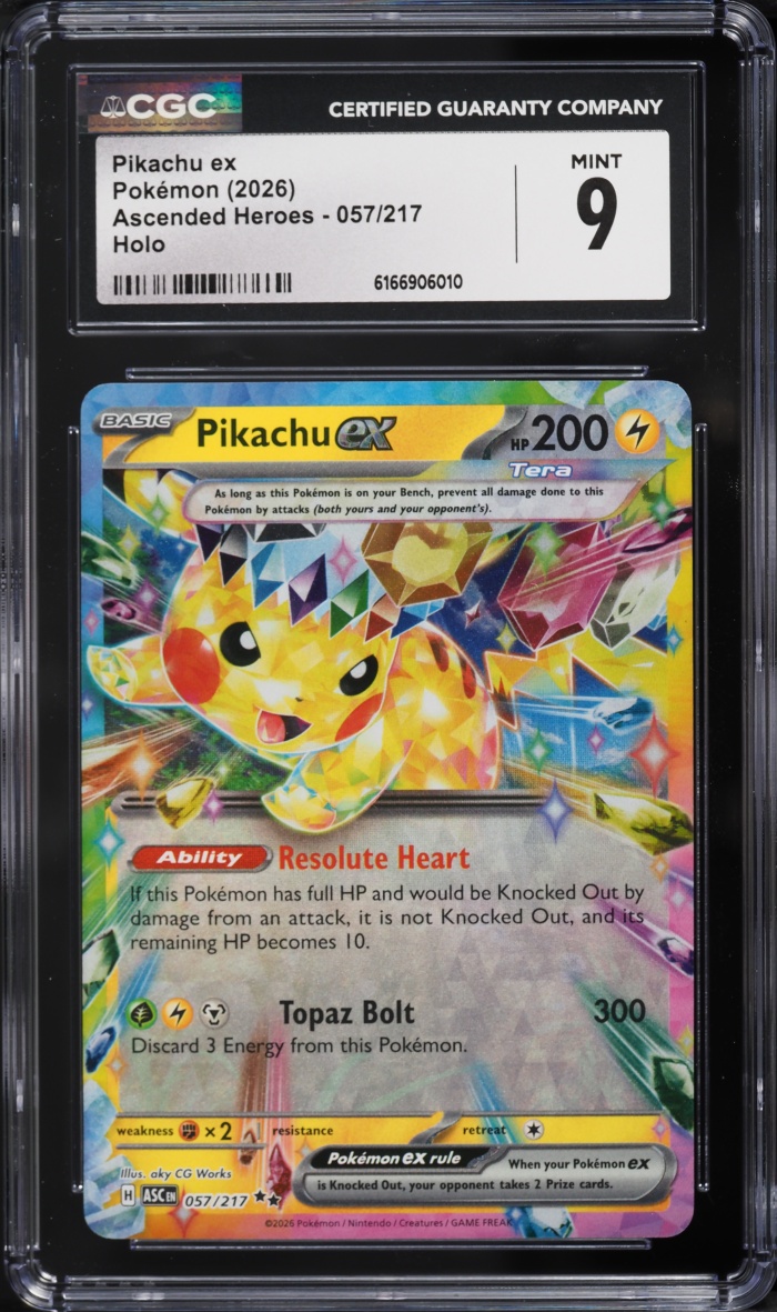 2026 Pokemon Mega Evolution Ascended Heroes Holo Pikachu ex #57 CGC 9 MINT