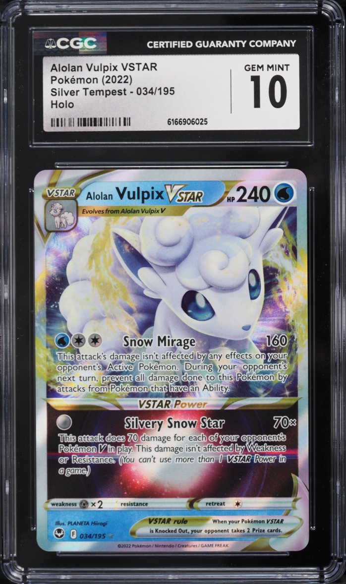2022 Pokemon Sword & Shield Silver Tempest Holo Alolan Vulpix VSTAR #34 CGC 10 GEM MINT