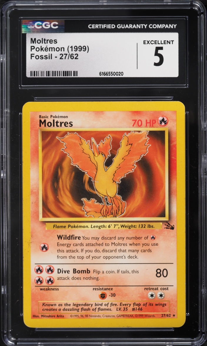 1999 Pokemon Fossil Moltres #27 CGC 5 EX