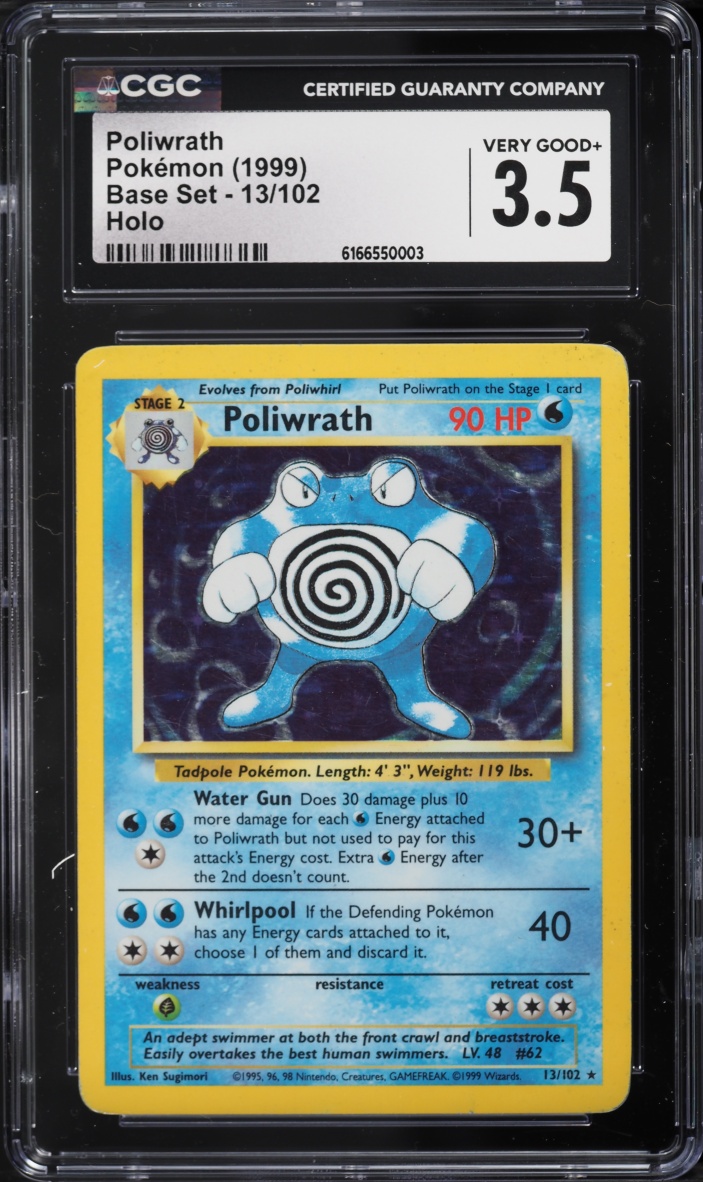 1999 Pokemon Base Set Holo Poliwrath #13 CGC 3.5 VG+