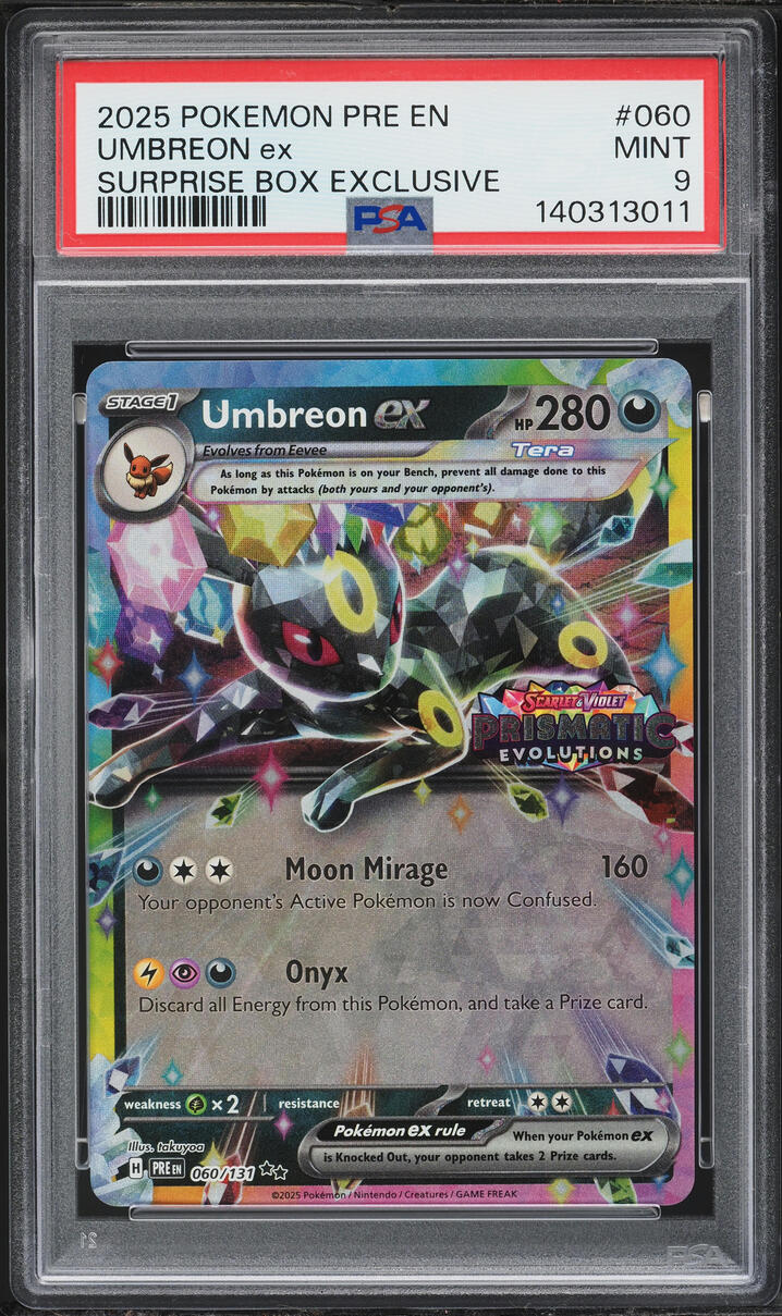 2025 Pokemon Scarlet & Violet Prismatic Evolutions Surprise Box Holo Umbreon ex #60 PSA 9 MINT