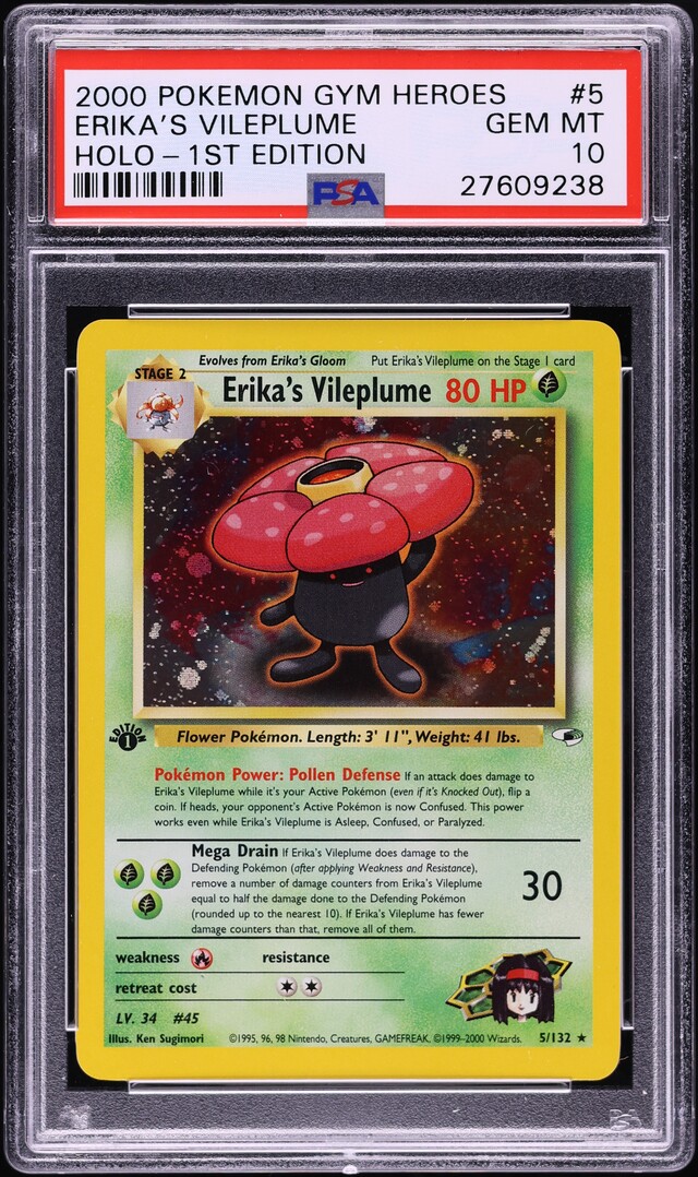 2000 Pokemon Gym Heroes 1st Edition Holo Erika's Vileplume #5 PSA 10 GEM MINT