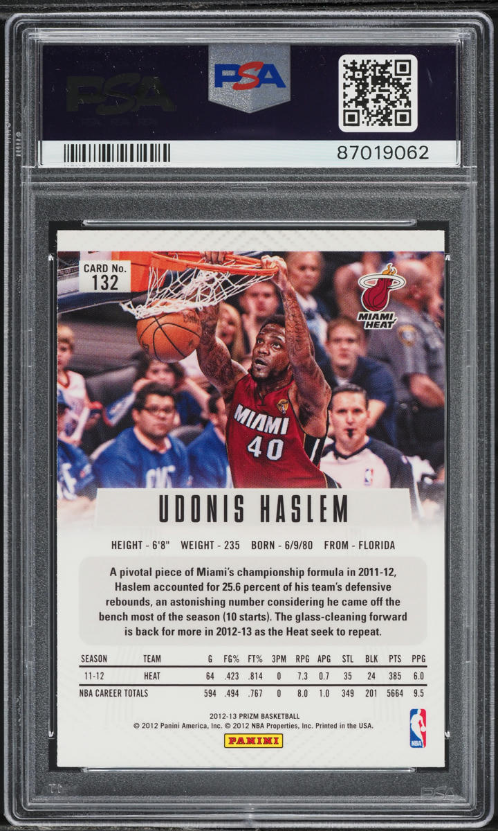 2012 Panini Prizm Silver Udonis Haslem #132 PSA 10 GEM MINT