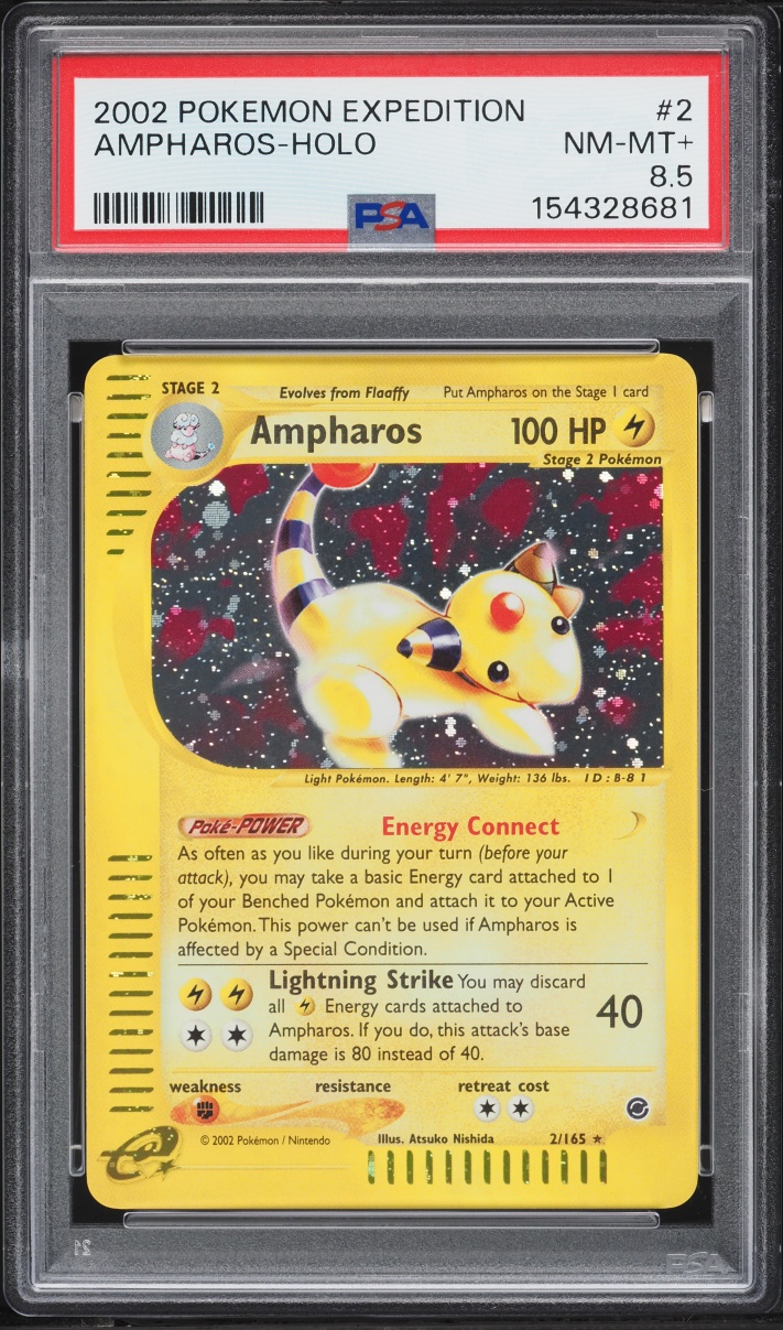 2002 Pokemon Expedition Holo Ampharos #2 PSA 8.5 NM-MT+