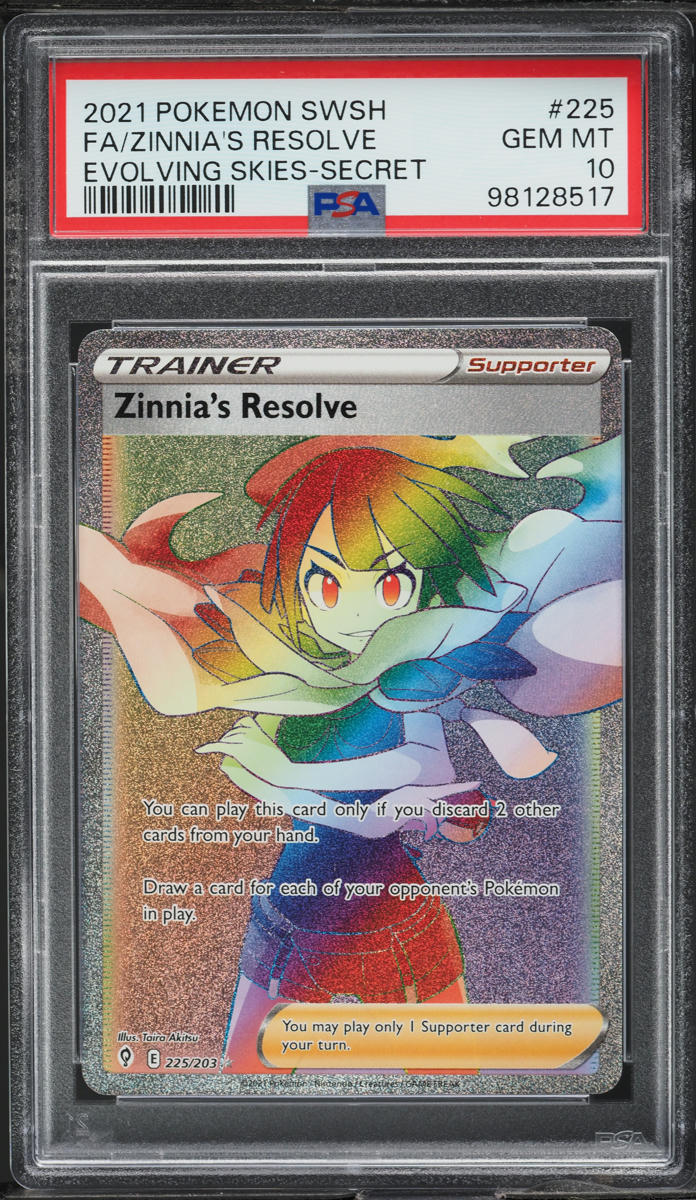2021 Pokemon SWSH Evolving Skies Hyper Rare Zinnia's Resolve #225 PSA 10 GEM