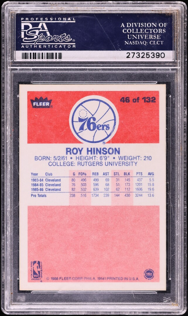 1986 Fleer Basketball Roy Hinson #46 PSA 10 GEM MINT