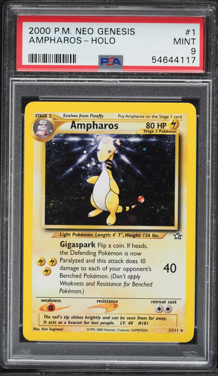 2000 Pokemon Neo Genesis Holo Ampharos #1 PSA 9 MINT
