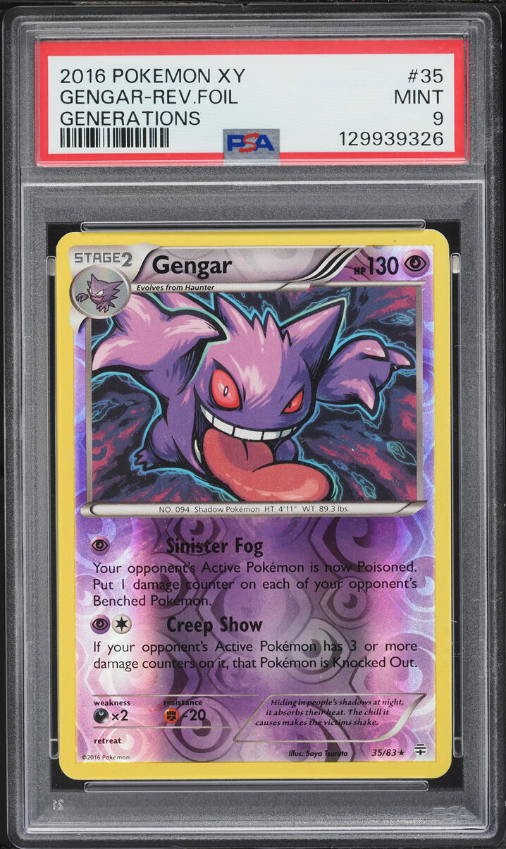 2016 Pokemon XY Generations Reverse Holo Gengar #35 PSA 9 MINT