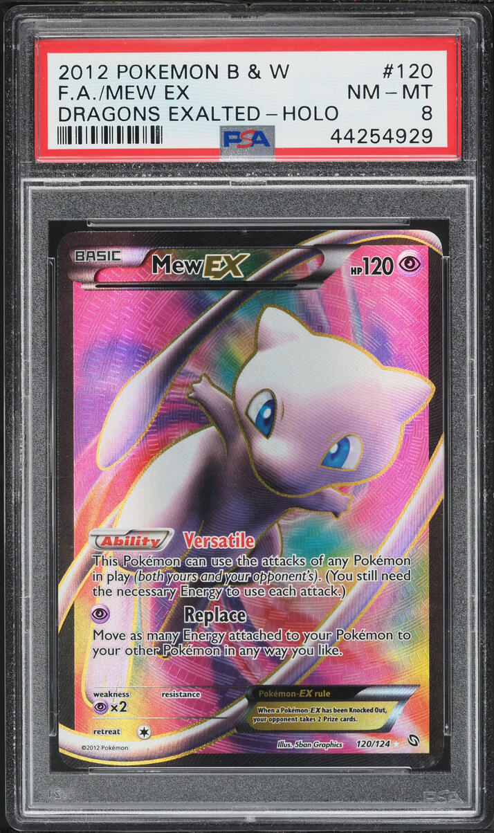 2012 Pokemon Black & White Dragons Exalted Full Art Mew EX #120 PSA 8 NM-MT