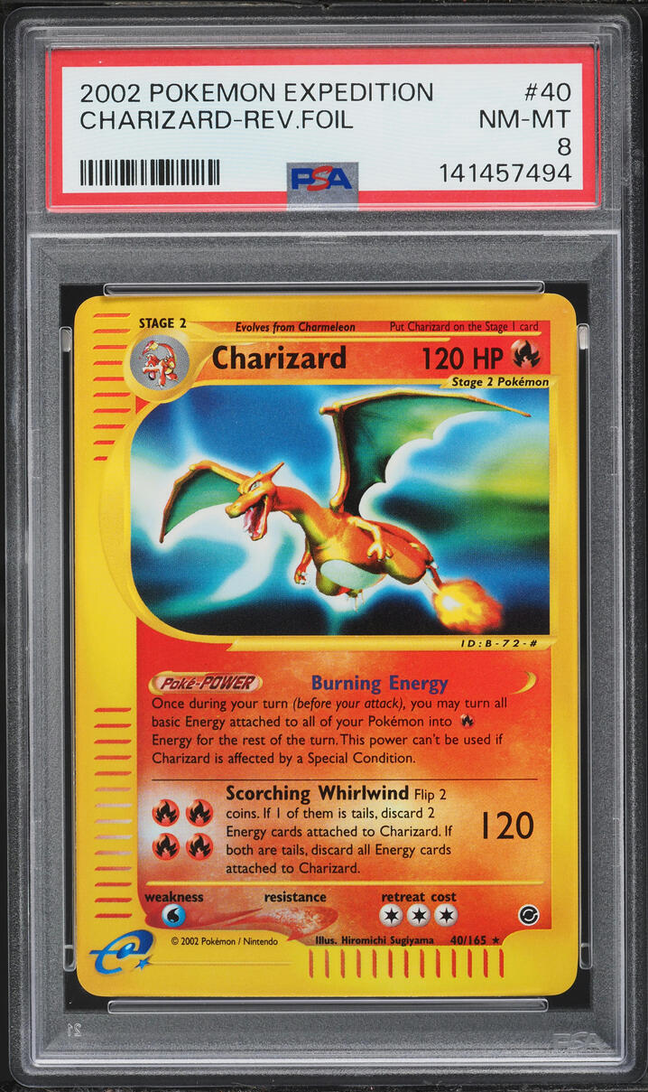 2002 Pokemon Expedition Reverse Holo Charizard #40 PSA 8 NM-MT