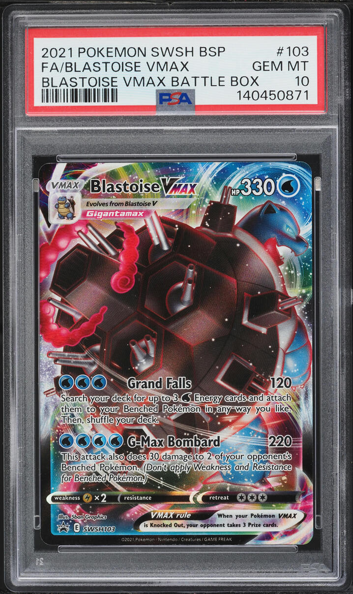 2021 Pokemon Sword & Shield Promo VMAX Battle Box Full Art Blastoise VMAX #SWSH103 PSA 10 GEM