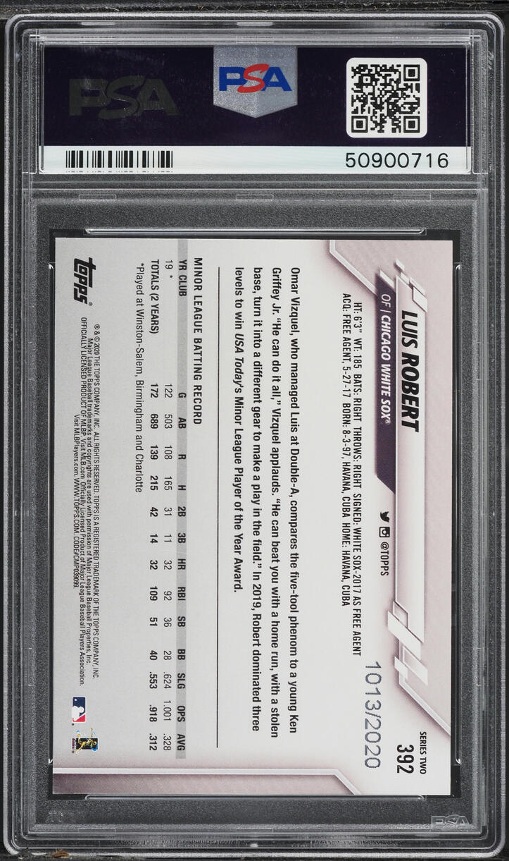 2020 Topps Gold Luis Robert ROOKIE /2020 #392 PSA 10 GEM MINT