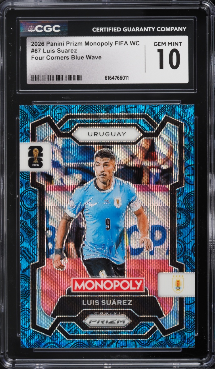 2026 Panini Prizm Monopoly FIFA World Cup Four Corners Blue Wave Luis Suarez #67 CGC 10 GEM