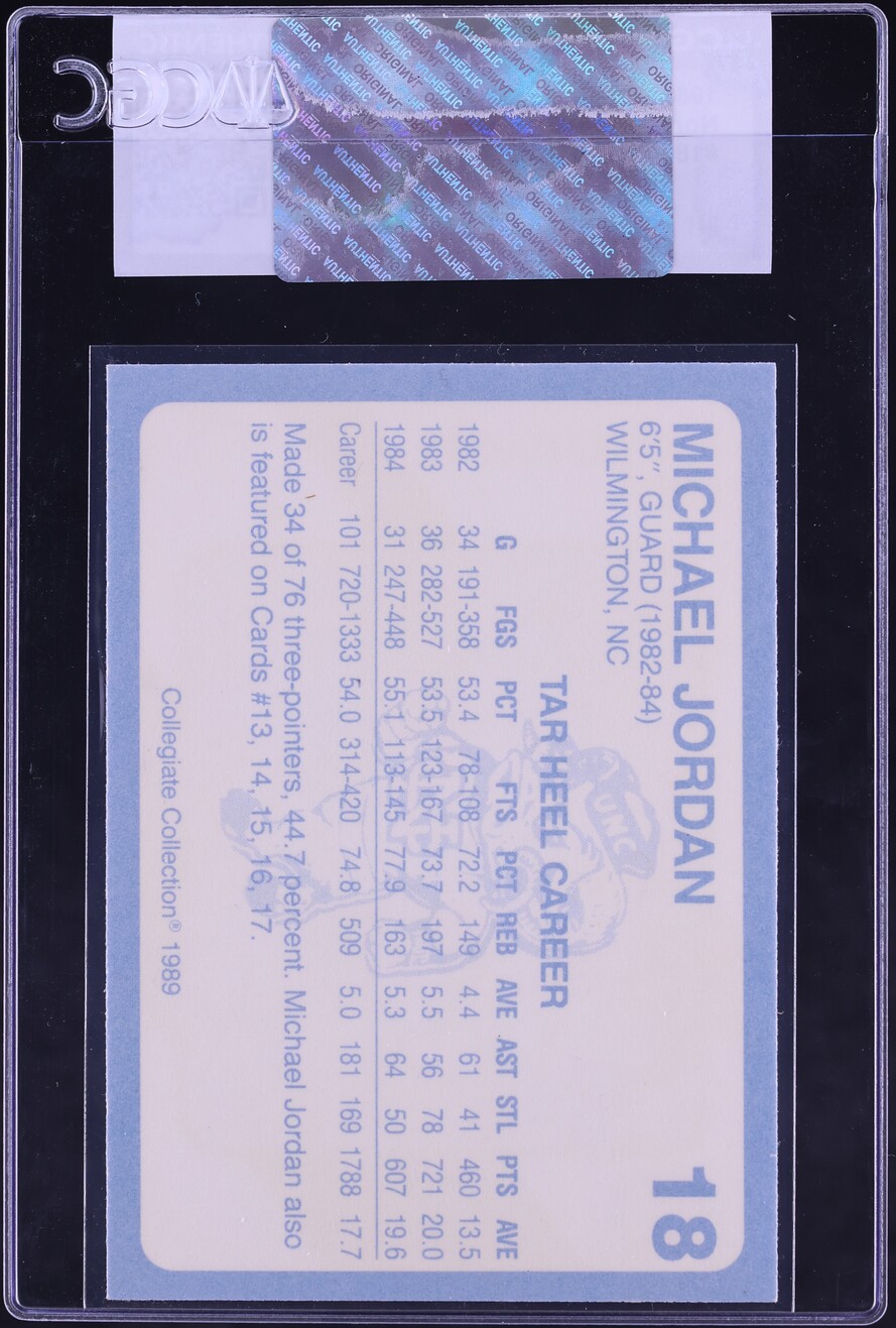 1989 Collegiate Collection North Carolina Michael Jordan #18 CGC AUTH