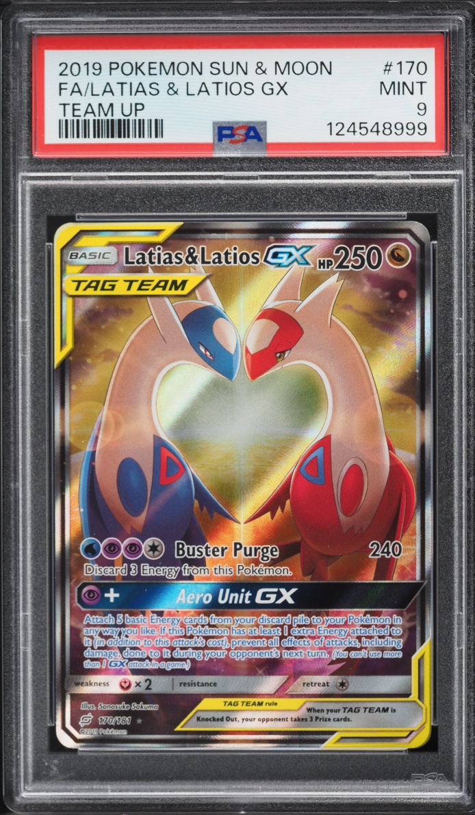 2019 Pokemon Sun & Moon Team Up Full Art Latias & Latios GX #170 PSA 9 MINT