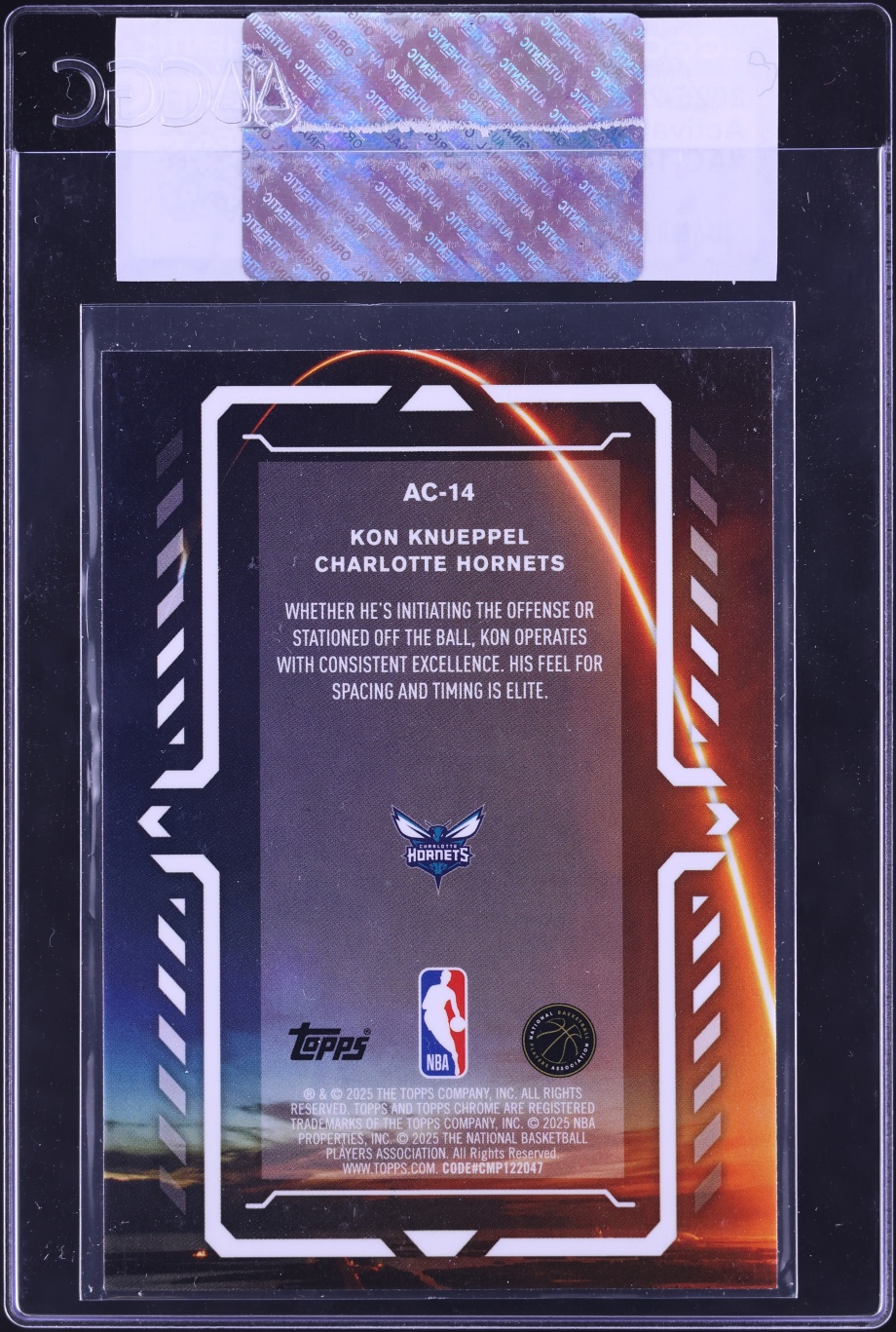 2025 Topps Chrome Activators Kon Knueppel ROOKIE #AC-14 CGC AUTH