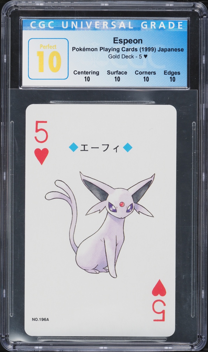 1999 Pokemon Japanese Gold Poker Set Nintendo Playing Cards Espeon CGC 10 PERFECT