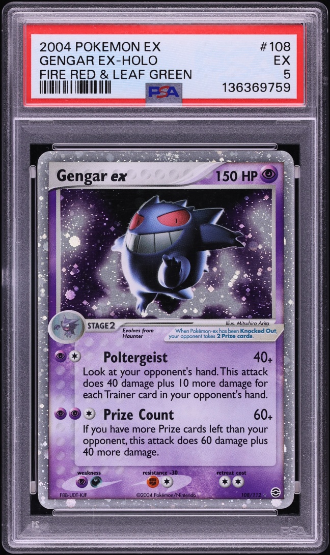 2004 Pokemon EX Fire Red & Leaf Green Holo Gengar ex #108 PSA 5 EX