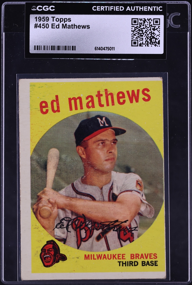 1959 Topps Eddie Mathews #450 CGC AUTH