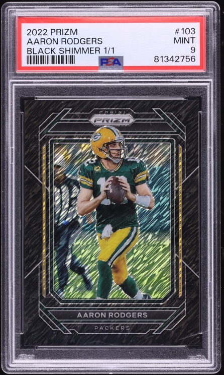 2022 Panini Prizm Black Shimmer Aaron Rodgers 1/1 #103 PSA 9 MINT - Photo 1