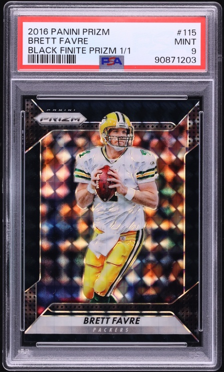 2016 Panini Prizm Black Finite Brett Favre 1/1 #115 PSA 9 MINT - Photo 1