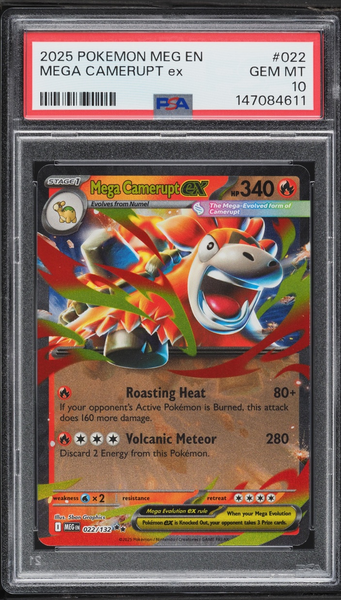 2025 Pokemon Mega Evolution Holo Mega Camerupt EX #22 PSA 10 GEM MINT