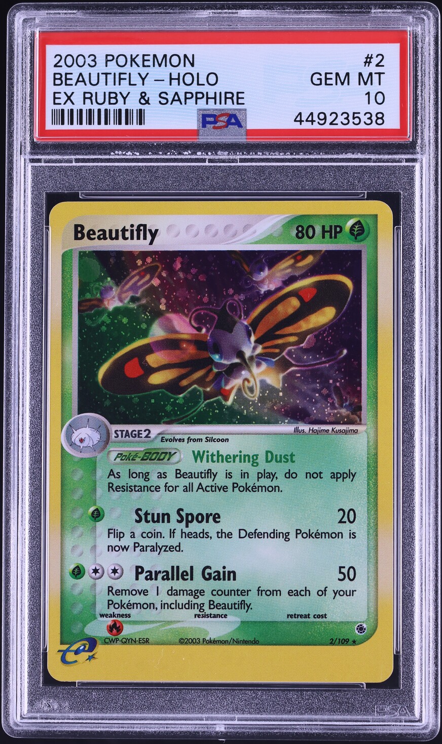 2003 Pokemon EX Ruby & Sapphire Holo Beautifly #2 PSA 10 GEM MINT on ...