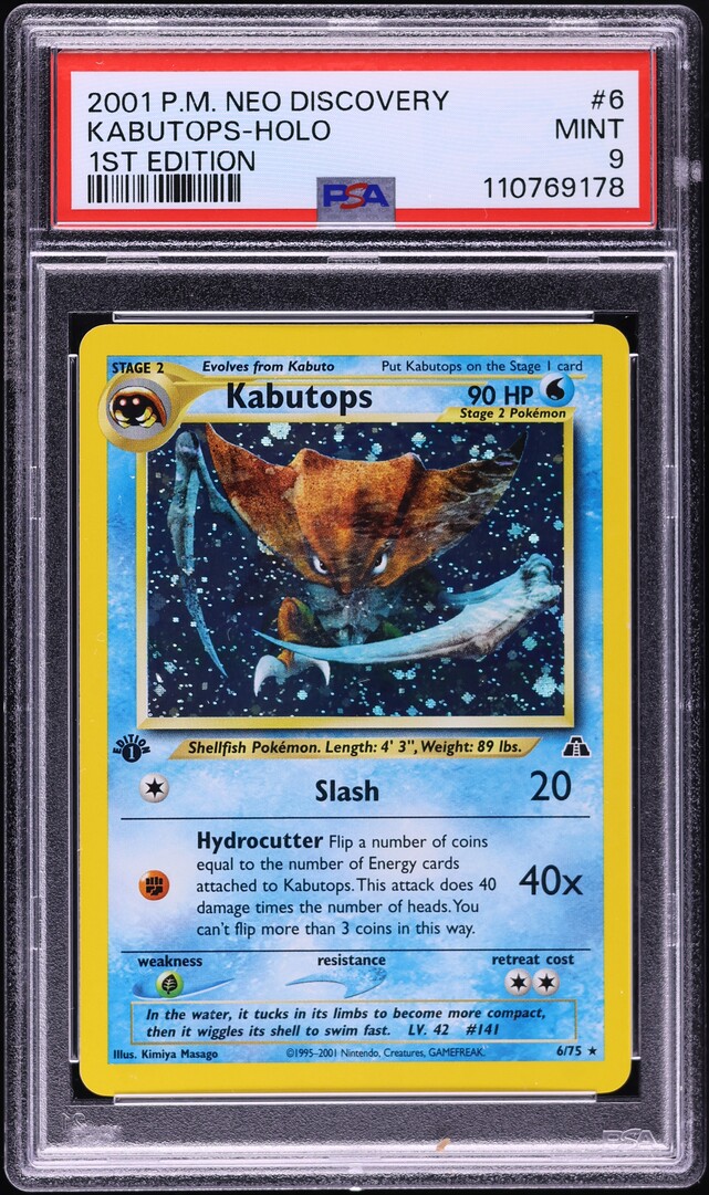 2001 Pokemon Neo Discovery 1st Edition Holo Kabutops #6 PSA 9 MINT