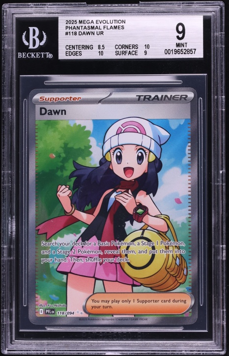 2025 Pokemon Mega Evolution Phantasmal Flames Full Art Dawn #118 BGS 9 MINT