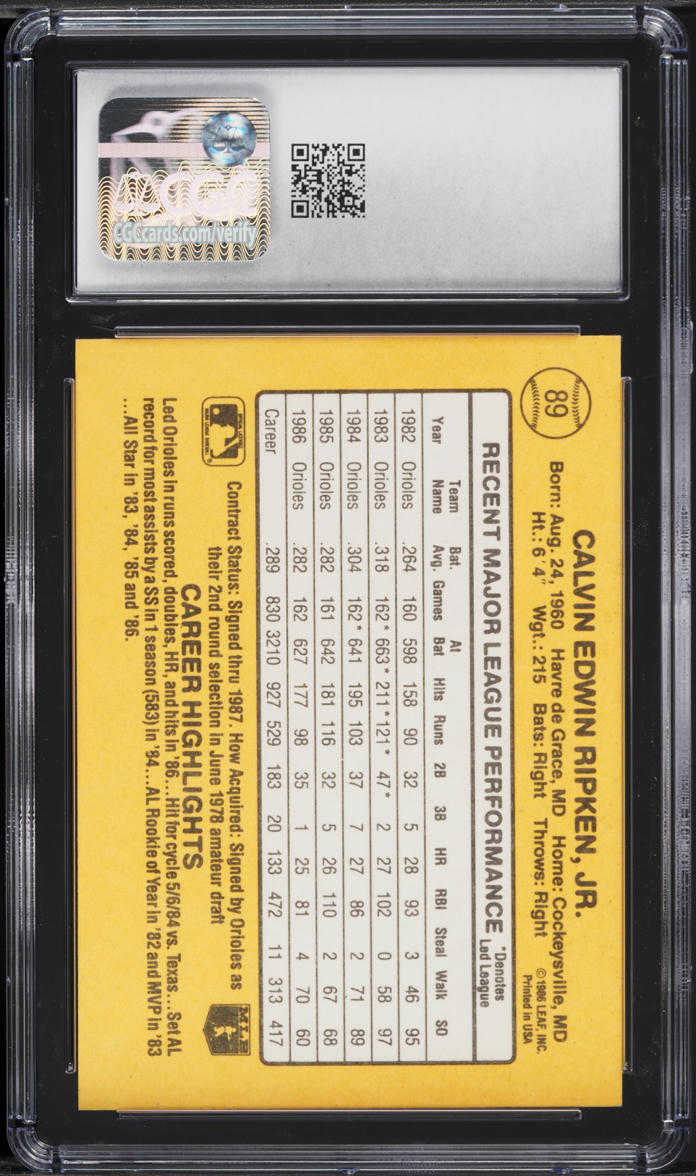 1987 Donruss Cal Ripken Jr. #89 CGC 7 NRMT
