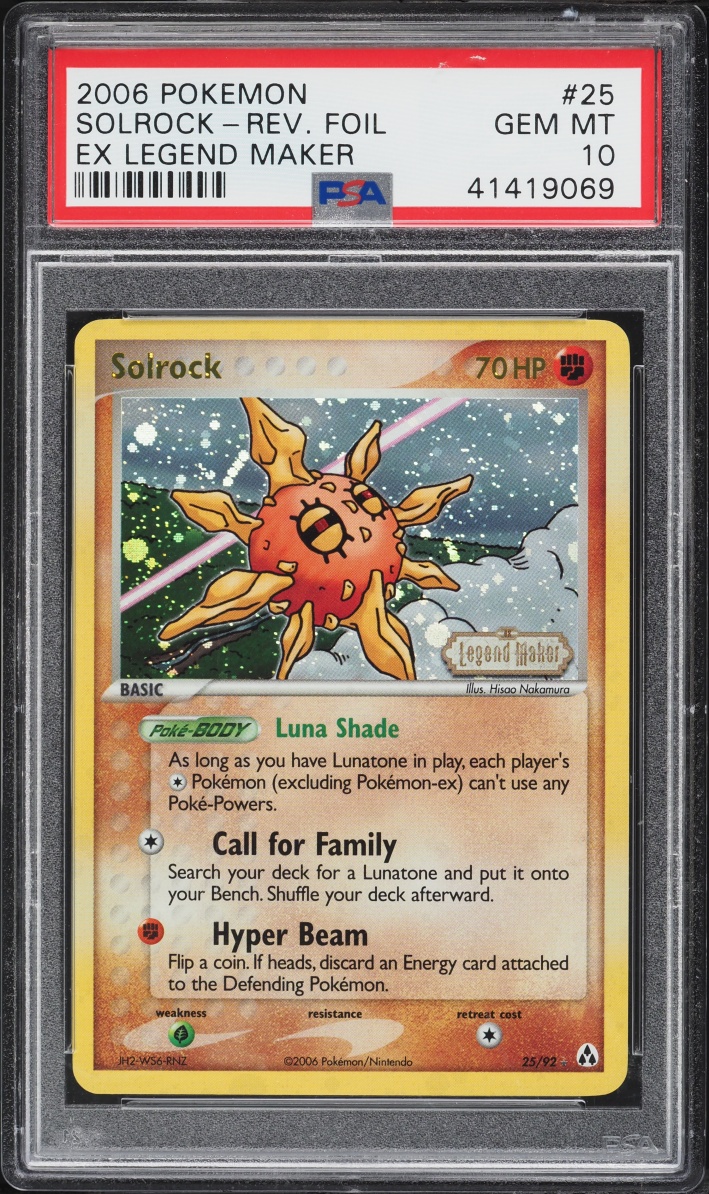2006 Pokemon EX Legend Maker Reverse Holo Solrock #25 PSA 10 GEM MINT