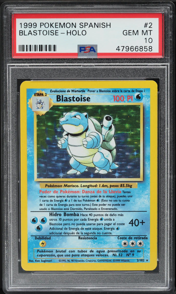 1999 Pokemon Spanish Base Set Holo Blastoise #2 PSA 10 GEM MINT