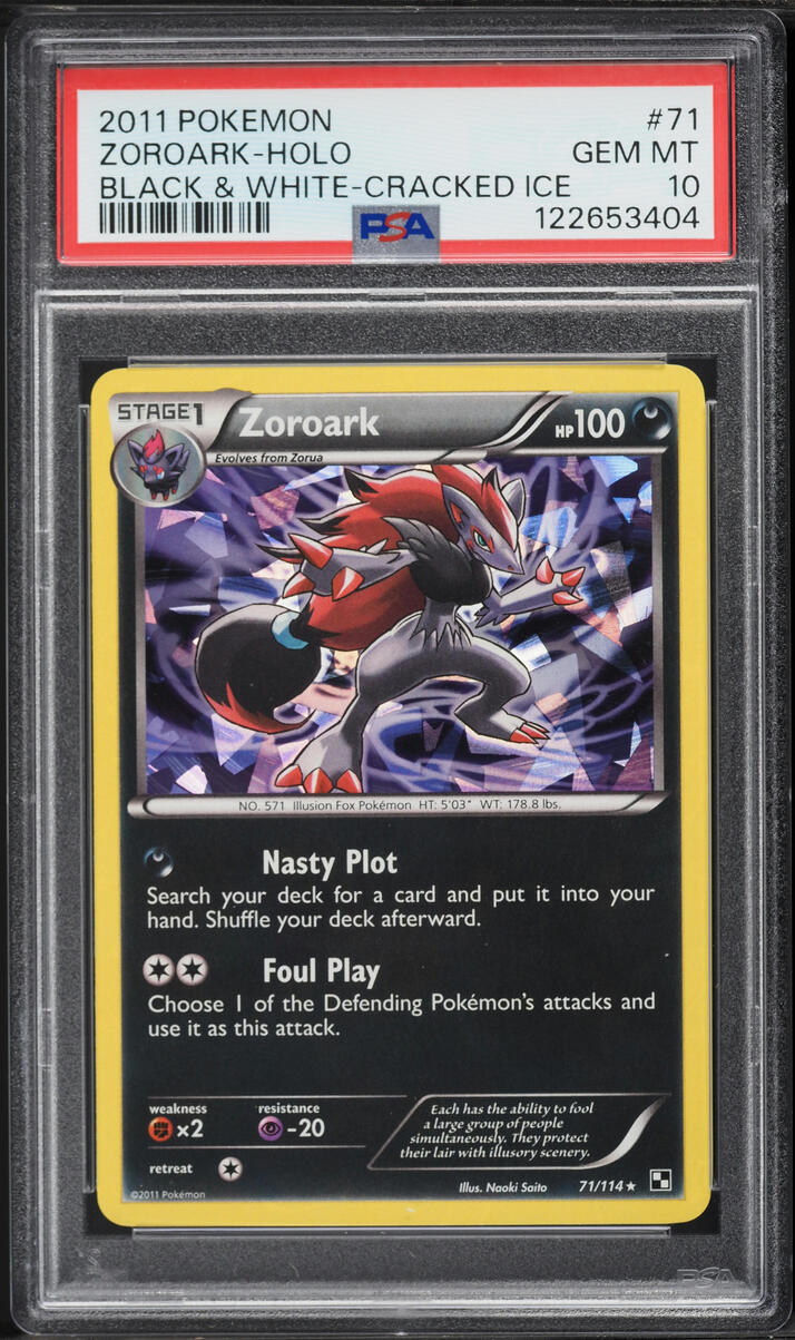 2011 Pokemon Black & White Cracked Ice Holo Zoroark #71 PSA 10 GEM MINT