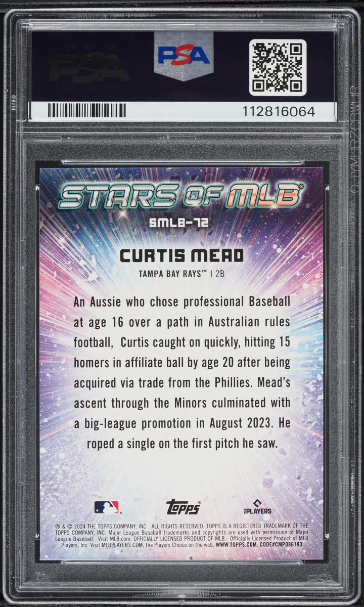 2024 Topps Stars Of MLB Update Curtis Mead ROOKIE #SMLB-72 PSA 10 GEM MINT