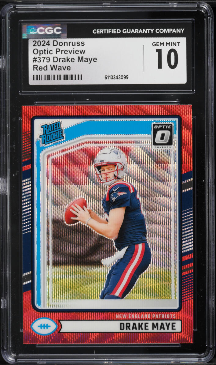 2024 Donruss Optic Preview Red Wave Drake Maye ROOKIE #379 CGC 10 GEM MINT