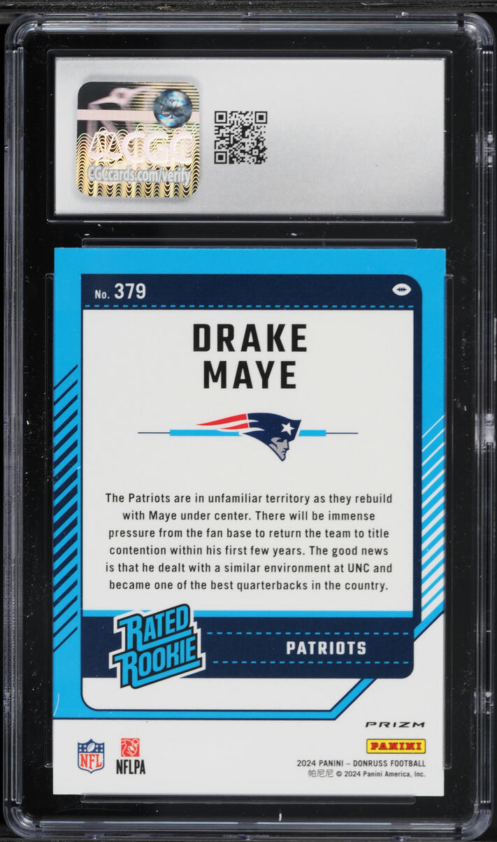 2024 Donruss Optic Preview Red Wave Drake Maye ROOKIE #379 CGC 10 GEM MINT
