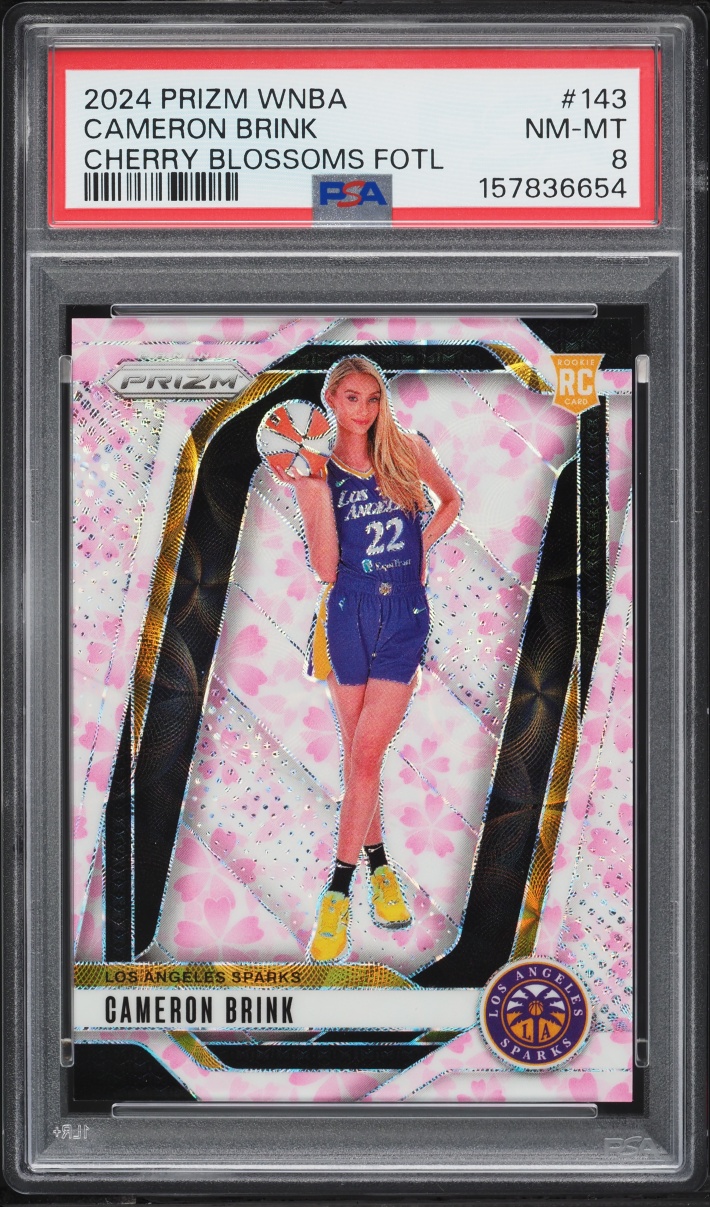 2024 Panini Prizm WNBA Cherry Blossoms FOTL Cameron Brink ROOKIE 20/20 #143 PSA 8 NM-MT
