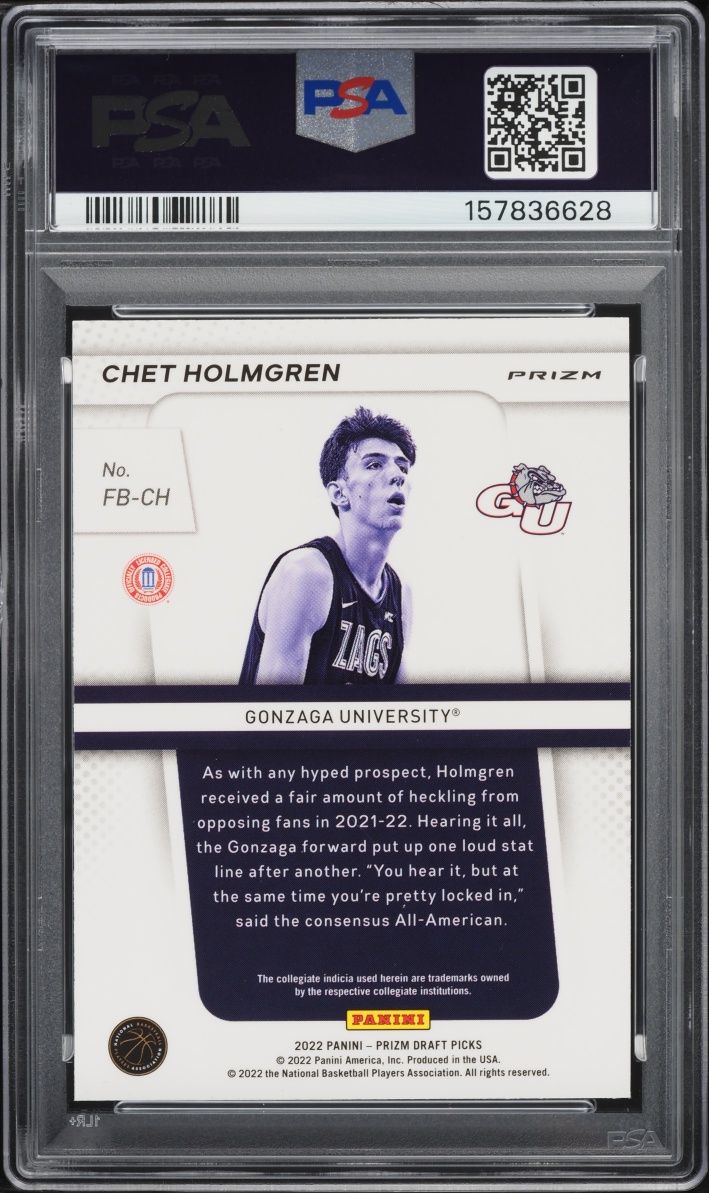2022 Panini Prizm Draft Picks Flashback Hyper Chet Holmgren ROOKIE #FB-CH PSA 10 GEM MINT